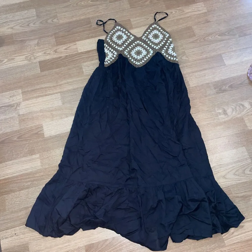 Raviya Crochet-Bodice Knee-Length Midi Dress Swim Cover Up Size XL NWT - Picture 3 of 5